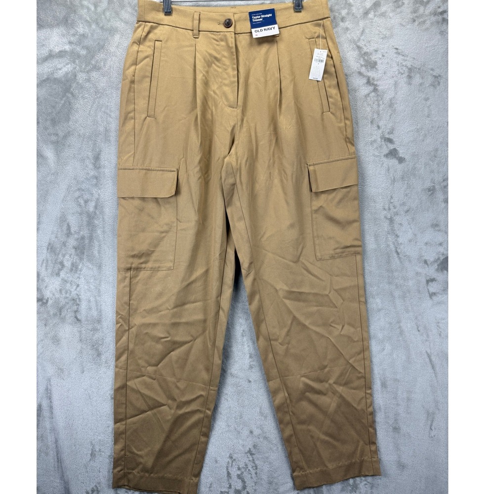 NWT Old Navy Taylor Straight Trouser Khaki Tan Cargo Pants Men M Extra High Rise